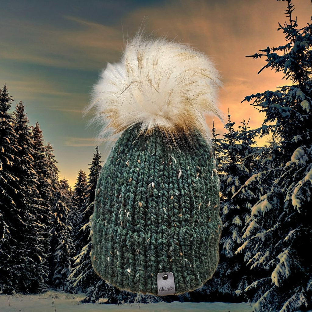 Hand-knit hat by Ali Knits - green