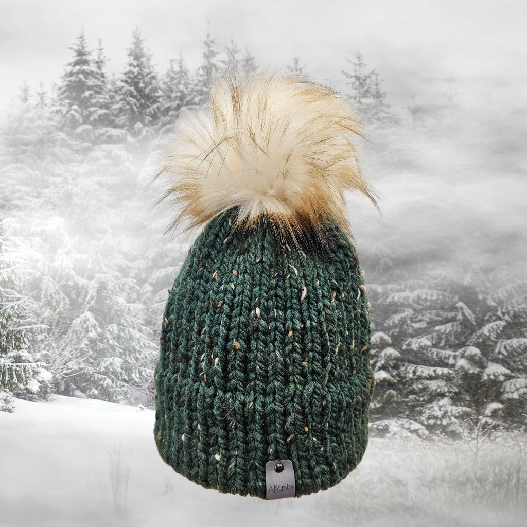 Hand-knit hat by Ali Knits - green