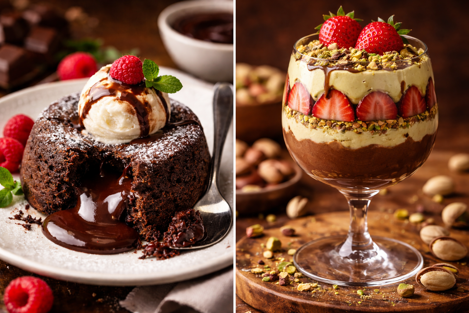 Molten Lava Chocolate Cake & Dubai Chocolate Cup