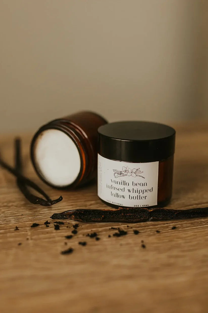 Wild Crafted Tallow with infused Vanilla Bean - 2oz jar